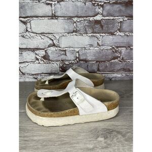 Birkenstock Papillio Gizeh White Leather Platform Sandals Women’s Sz 36EU/6M US